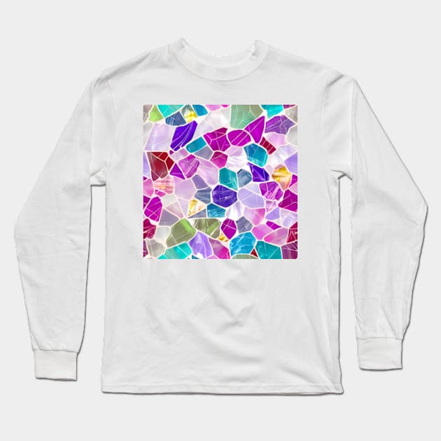 Abstract Marble, gems, precious stones, patchwork, colorful, geometrical,seamless patterns Long Sleeve T-Shirt by AISHOPPE